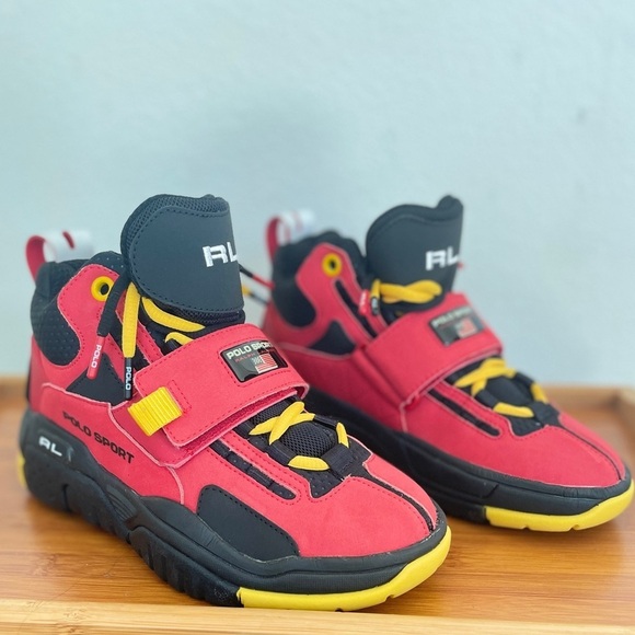 Polo Ralph Lauren High top Sneakers Sz 5 Men woman size 6.5 Red/Black/Yellow NWB main image 12